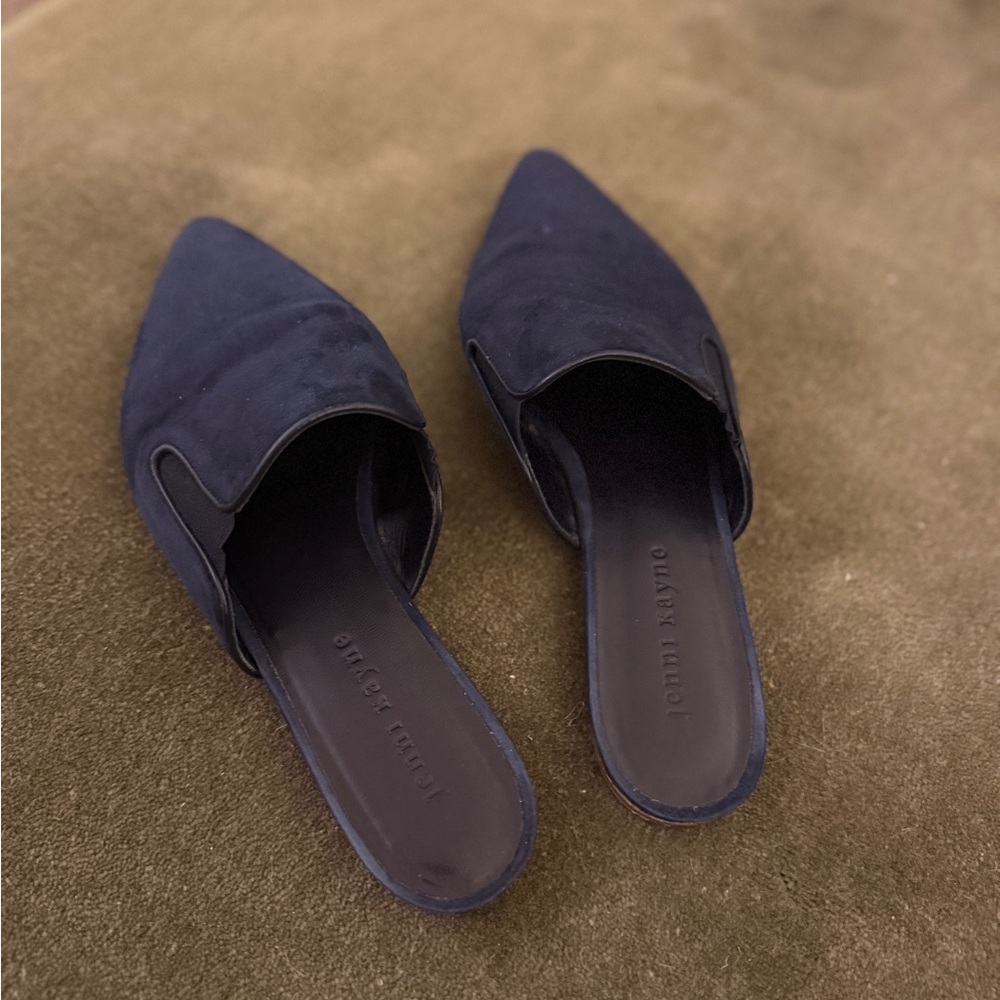 Jenni Kayne - Navy Suede Pointed Toe Mules - Picture 4 of 6